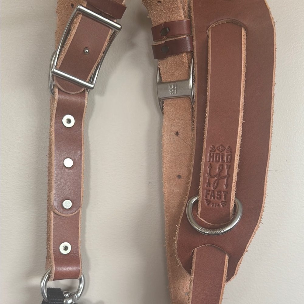 Brown Leather Hold Fast Money Maker Dual Camera Strap